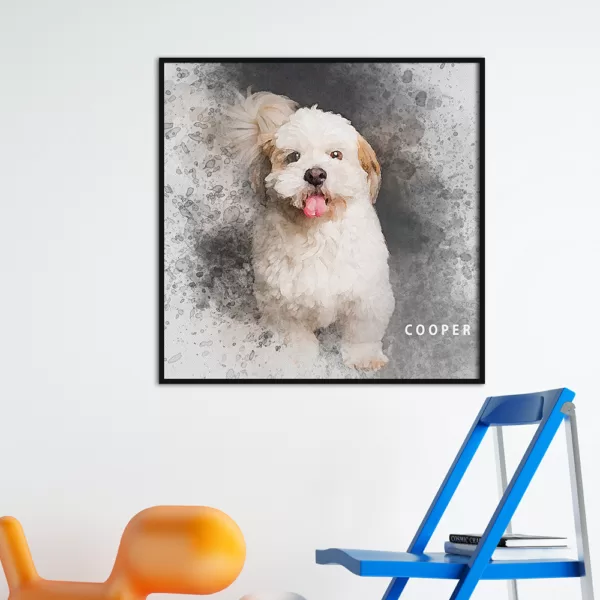 watercolor customized pet portrait home deco wall art dog
