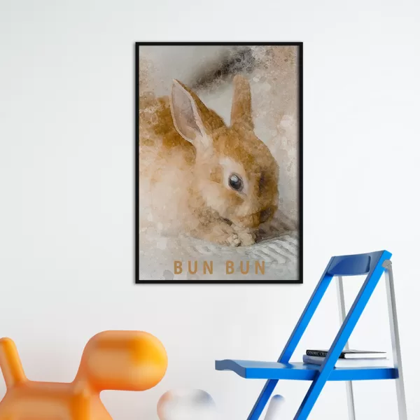 watercolor customized pet portrait home deco wall art rabbit